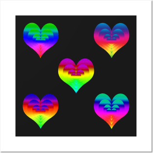 Rainbow Gradient Hearts Sticker or Magnet Pack Posters and Art